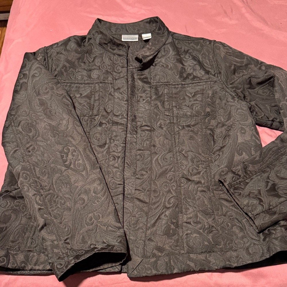 Chico's Elegant Black Patterned Jacket - image 2